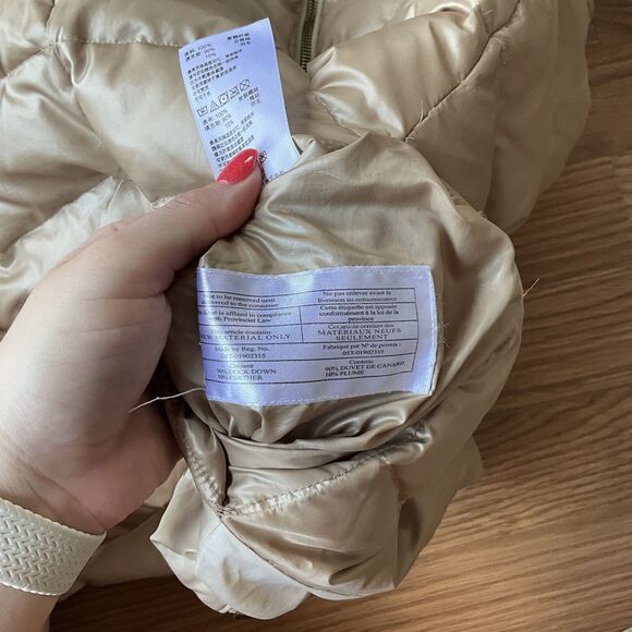 Tommy Bahama Duck Down Puffer Vest Womens Small Beige Cream Reversible Zip - Picture 9 of 11